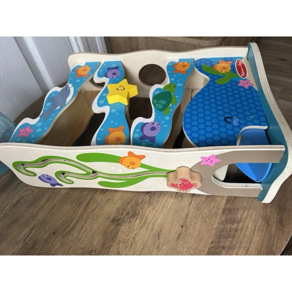 Melissa & Doug Rollables Ocean Slide Counter Wooden Play Set 4 PCs